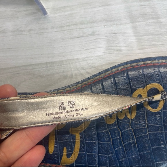 Sam Edelman Gigi Thong Sling Back Blue Denim Strappy Flat Sandal Women’s Size 10 - Picture 10 of 11